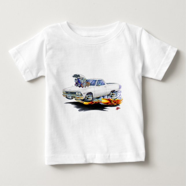 Camiseta Para Bebê Caminhão Branco El Camino 1966 (Frente)