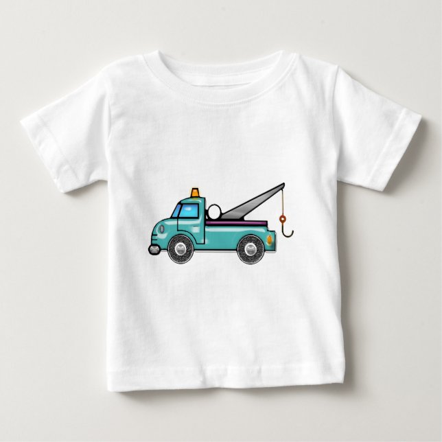 Camiseta Para Bebê Caminhão de reboque azul-duro (Frente)