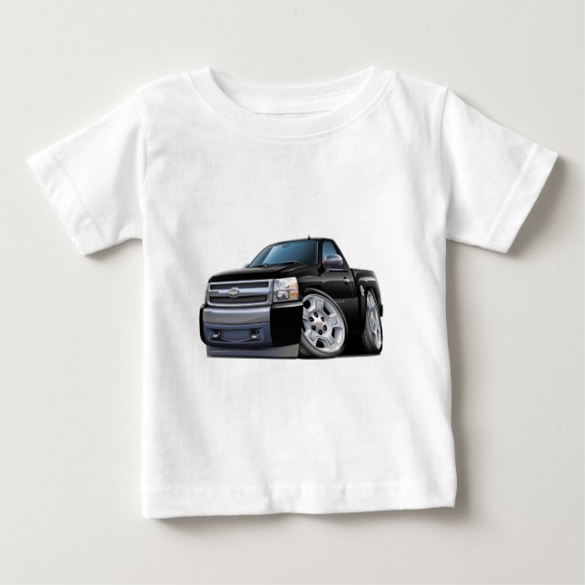 Camiseta Para Bebê Caminhão preto de Chevy Silverado (Frente)