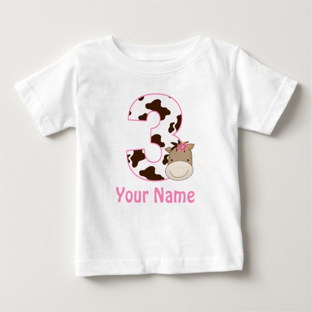 Camiseta Para Bebê Camisa-Impressão de-aniversário de 3 anos (Frente)