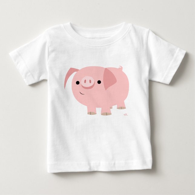 Camiseta Para Bebê Camisa-T De Bebê Porco De Cartoon (Frente)