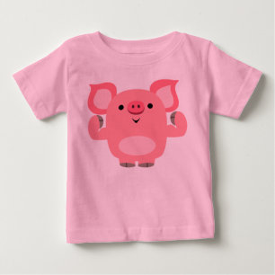 Camiseta Para Bebê Camisa-T De Porco De Cartoon Musclado, Cute