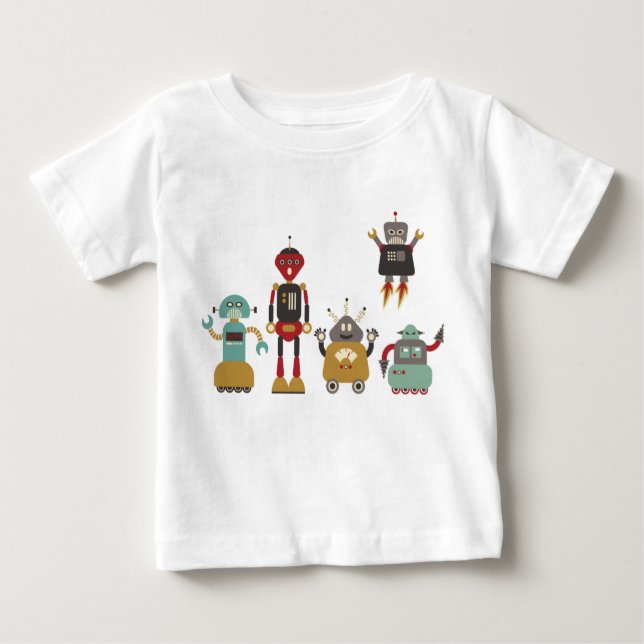 Camiseta Para Bebê Camisa-T De Robôs Para Retros Cutes (Frente)