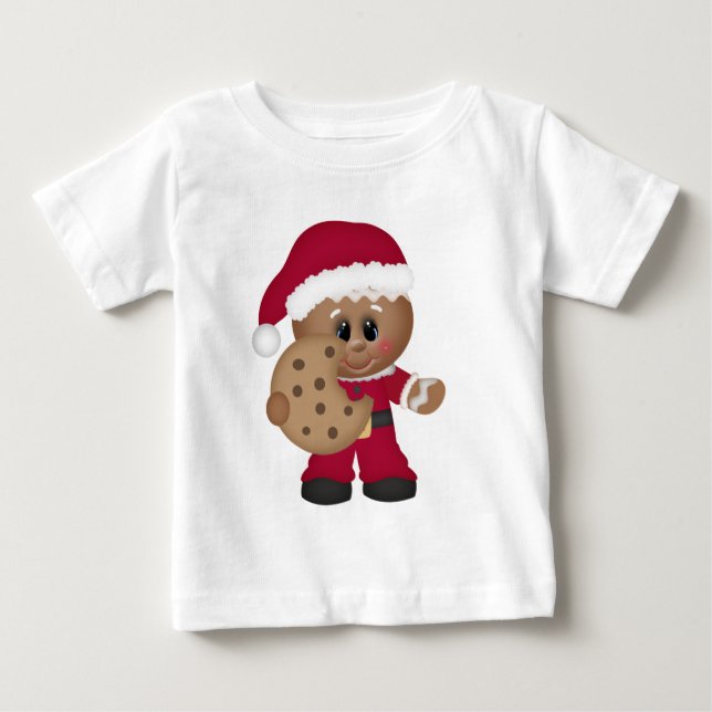 Camiseta Para Bebê Camiseta bebê dos meninos do Pão-de-Natal (Frente)