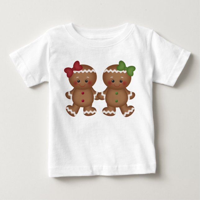 Camiseta Para Bebê Camiseta de bebê do Pão-de-Natal (Frente)