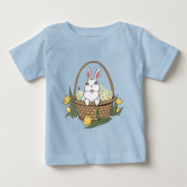 Camiseta Para Bebê Camiseta de Páscoa de bebê do Bunny Shirt (Frente)