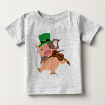 Camiseta do bebê porco violinista do Dia de São Pa