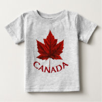 Canadá Baby T Shirt Red Maple Leaf Baby Shirt