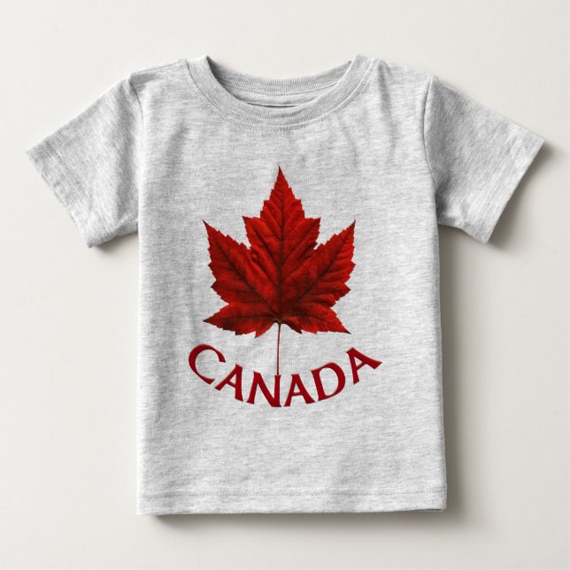 Camiseta Para Bebê Canadá Baby T Shirt Red Maple Leaf Baby Shirt (Frente)
