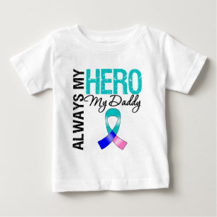 Camiseta Para Bebê Cancer de tiróide SEMPRE MEU HERÓI MEU PAI