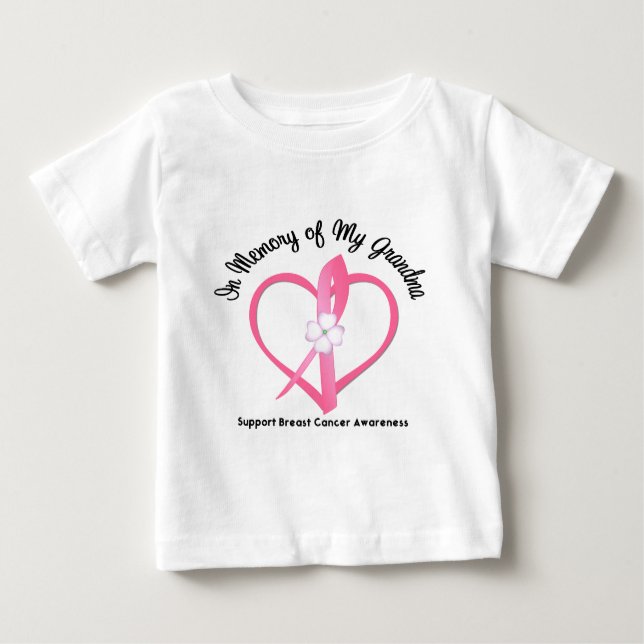 Camiseta Para Bebê Cancro da mama na memória de minha avó (Frente)