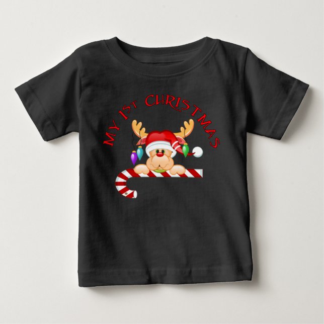 Camiseta Para Bebê Candy Cane 1rua Natal (Frente)