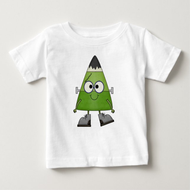 Camiseta Para Bebê Candy Corn Frankenstein Halloween (Frente)