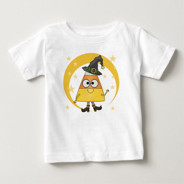 Camiseta Para Bebê Candy Corn Witch Halloween (Frente)