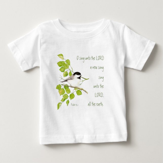 Camiseta Para Bebê Cante uma nova canção para o Senhor, Escritura e P (Frente)