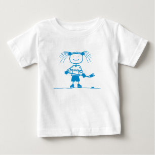 Camiseta Para Bebê Capa longa da criança AZUL do hóquei da vara