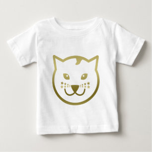 Camiseta Para Bebê Cara Dourado do gato do falso - cor feita sob
