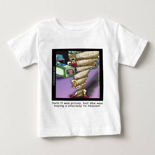 Camiseta Para Bebê Cara Escadaria Celestial Engraçada (Frente)