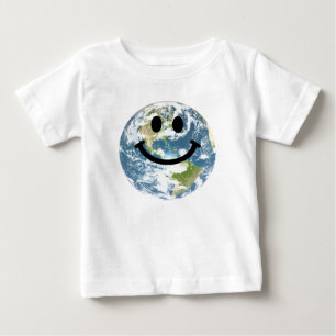 Camiseta Para Bebê Cara feliz da terra