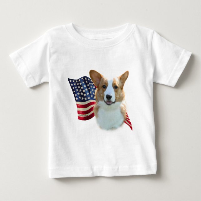 Camiseta Para Bebê Cardigan Welsh Corgi Flag (Frente)