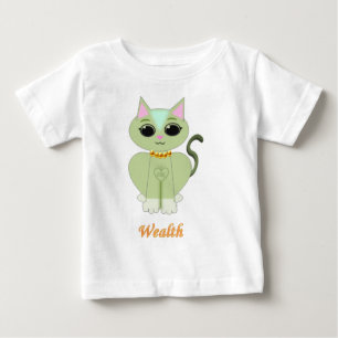 Camiseta Para Bebê Caricatura de gatinho verde