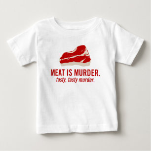 Camiseta Para Bebê Carne é Assassinato, Assassinato Tastista