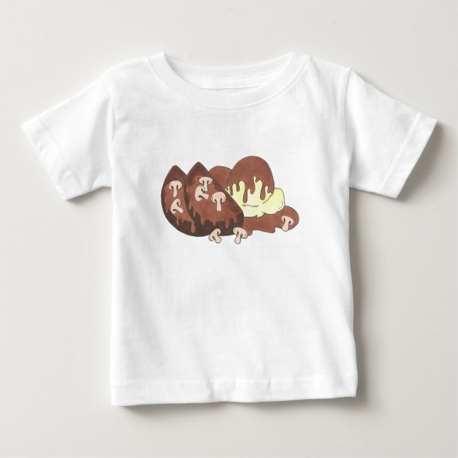 Camiseta Para Bebê Carnes de toucinho com pão com batata Batatas Comi (Frente)