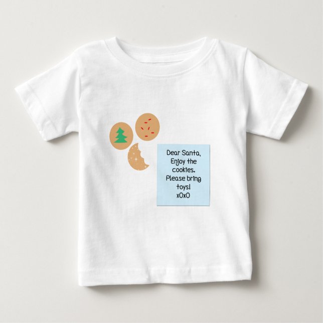 Camiseta Para Bebê Caros Papais noeis Cookies Por Favor Tragam Brinqu (Frente)
