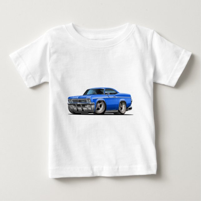 Camiseta Para Bebê Carro 1965-66 do azul do Impala (Frente)