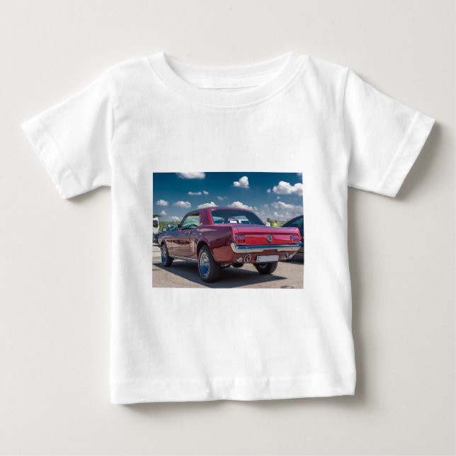 Camiseta Para Bebê Carro Esporte Mustang Red Musculoso Artes Metálica (Frente)