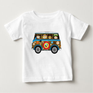 Camiseta Para Bebê Cartoon 60 Peace Hippie Van