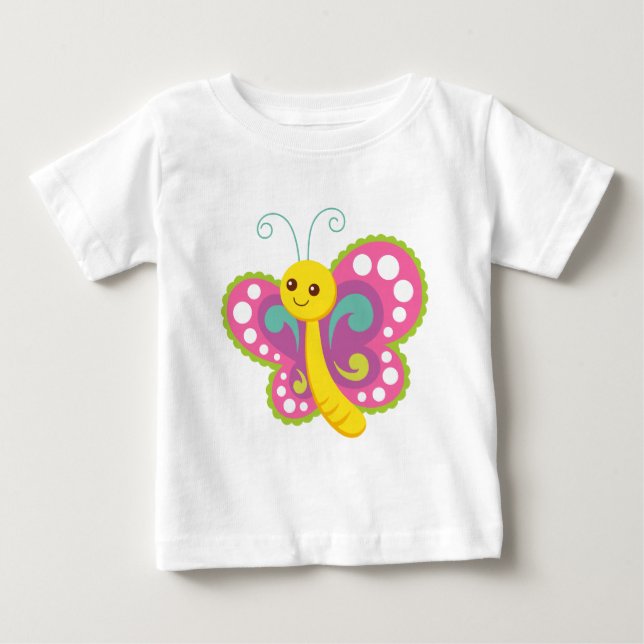 Camiseta Para Bebê Cartoon Butterfly (Frente)