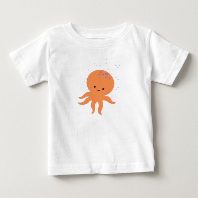 Camiseta Para Bebê Cartoon de polvo bonito (Frente)