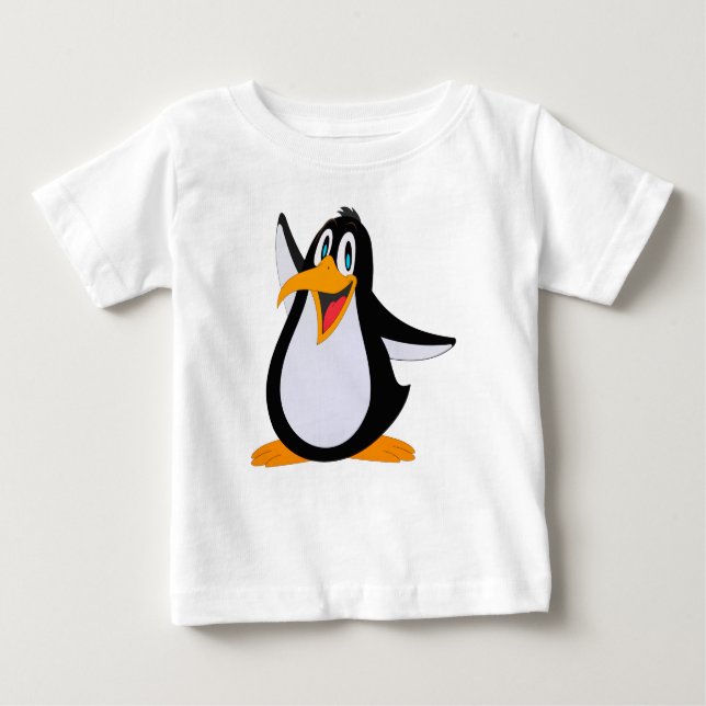 Camiseta Para Bebê Cartoon do Pinguim Feliz (Frente)
