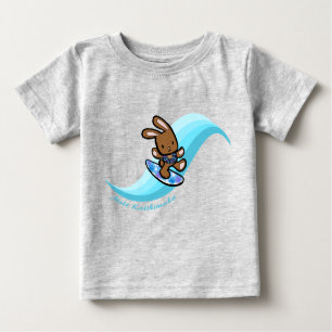 Camiseta Para Bebê Cartoon Hawaiaf Surfing Holiday Turq