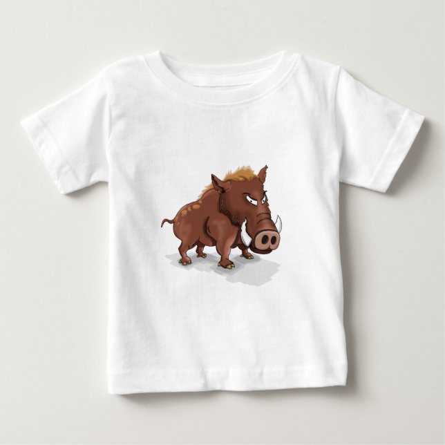 Camiseta Para Bebê Cartoon humor engraçado porco marrom selvagem (Frente)