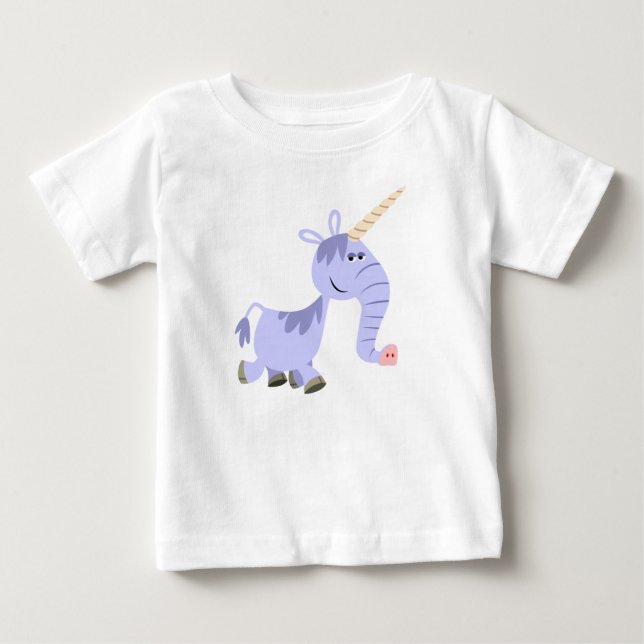 Camiseta Para Bebê Cartoon Incomum Bonito Unicorn Baby T Shirt (Frente)