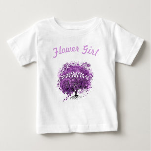 Camiseta Para Bebê Casamento com folhas de folhas de coração roxo rad