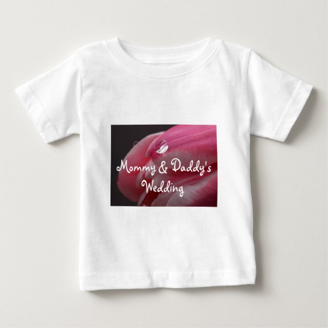Camiseta Para Bebê Casamento Rosa Rosa Raindrop (Frente)