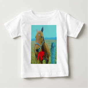 Camiseta Para Bebê Cavalo de Natal retrô