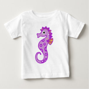 Camiseta Para Bebê Cavalo marinho roxo