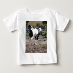 Camiseta Para Bebê Cavalo Pinto de Tinta Bonito