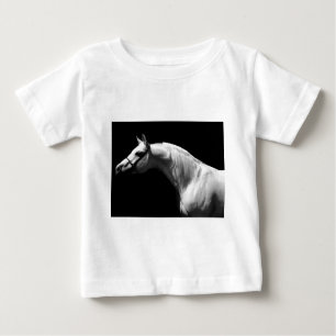 Camiseta Para Bebê Cavalo Preto e Branco