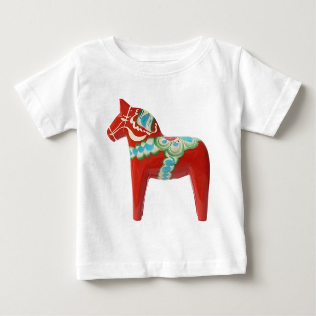 Camiseta Para Bebê Cavalo vermelho de Dala do sueco (Frente)