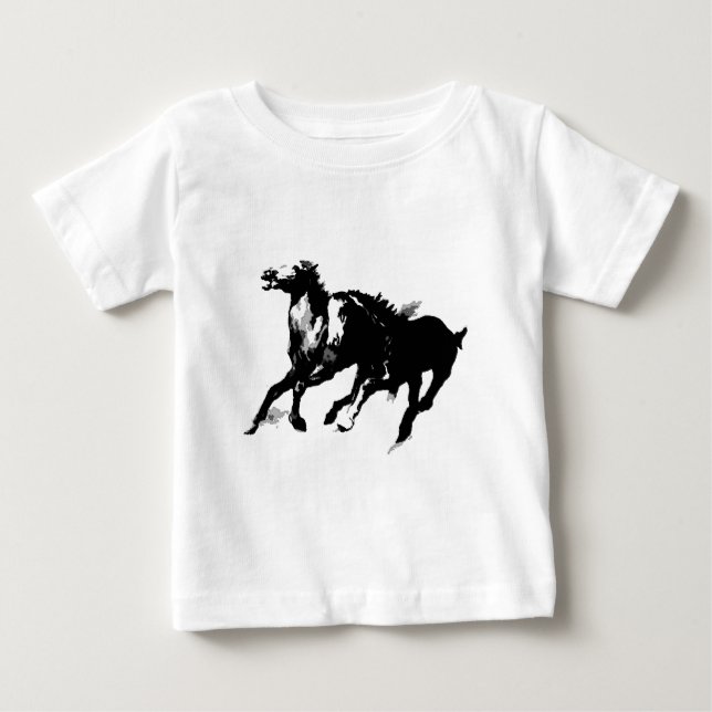 Camiseta Para Bebê Cavalos Correndo (Frente)