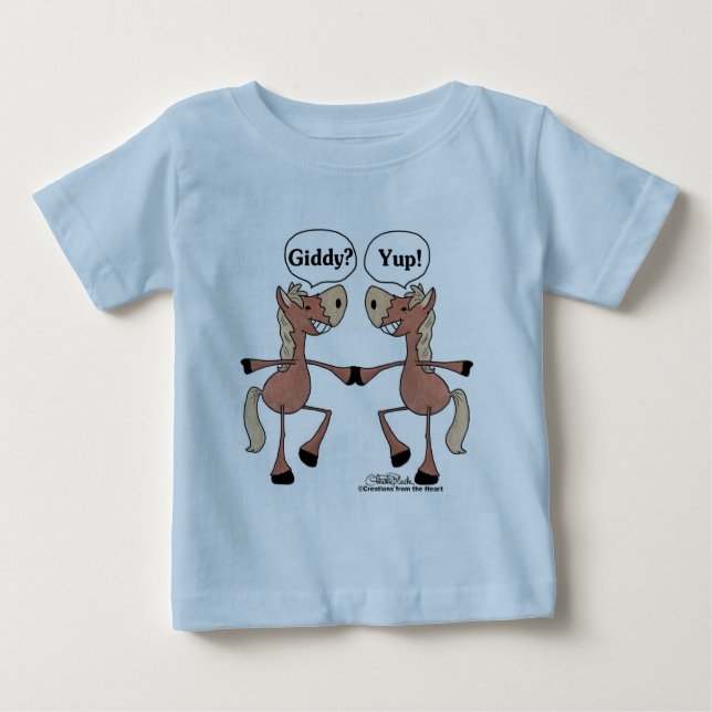 Camiseta Para Bebê Cavalos Giddy Up (Frente)