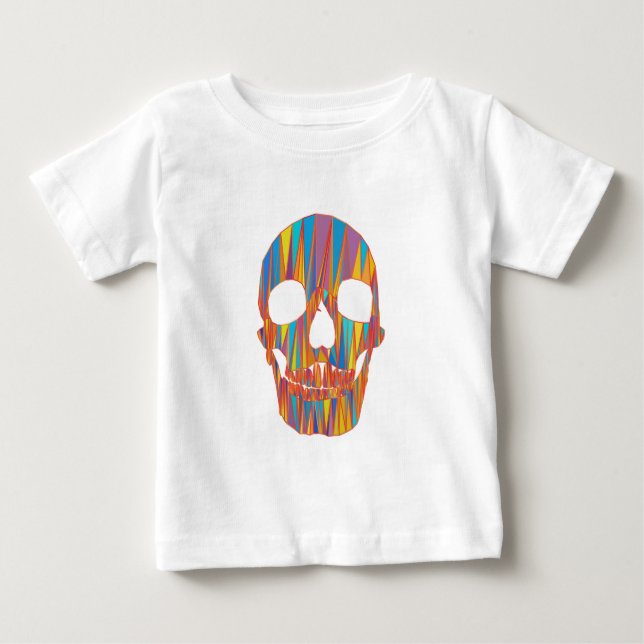 Camiseta Para Bebê Caveira Colorida (Frente)