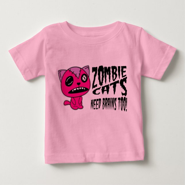Camiseta Para Bebê cérebros da necessidade dos gatos do zombi (Frente)