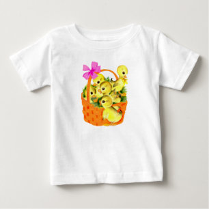 Camiseta Para Bebê Cesto de Pintinhos