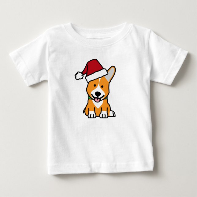Camiseta Para Bebê Chapéu do papai noel do Natal de Galês do Pembroke (Frente)